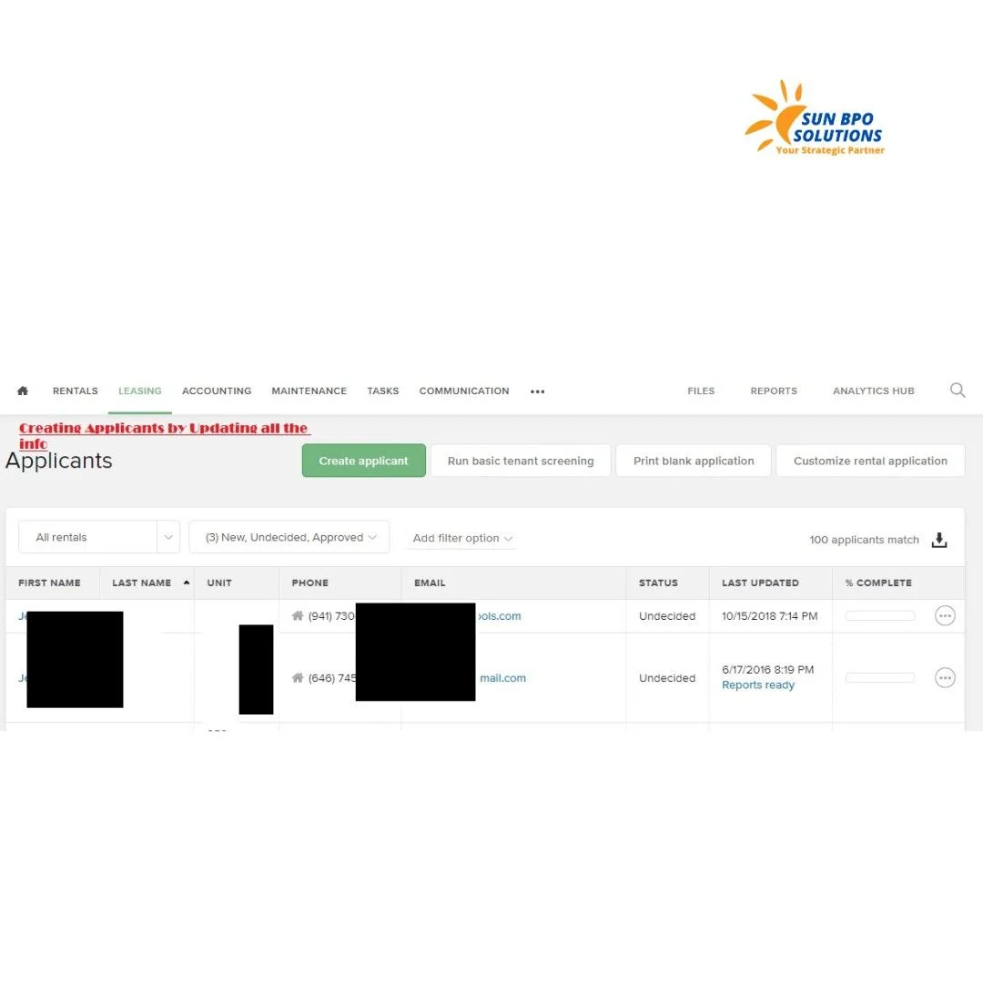 Process of creating applicants in Buildium Property Management<br />
