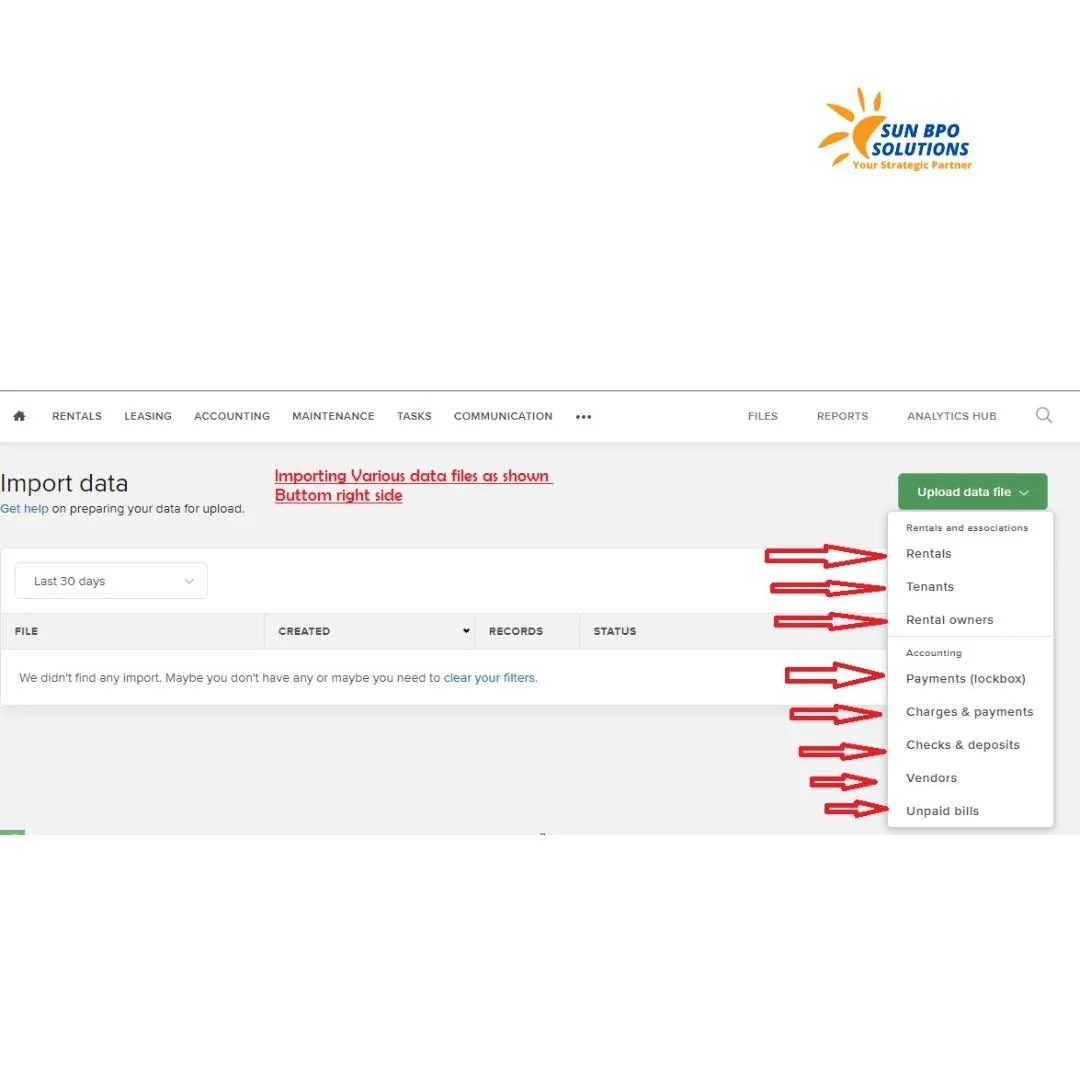 Example of data import in Buildium Property Management