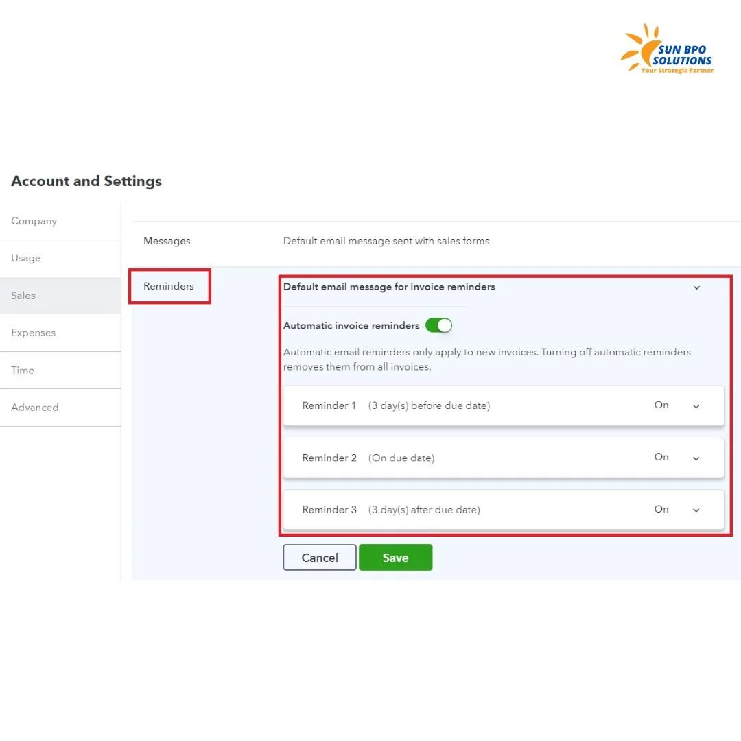 QuickBooks Online setup screen showing the configuration of late fee settings for invoices.