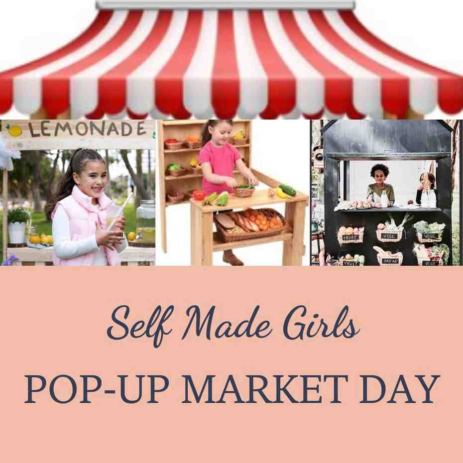 Infographics cover for "Self Made Girls Pop-Up Market Day," featuring a colorful image -Content marketing portfolio