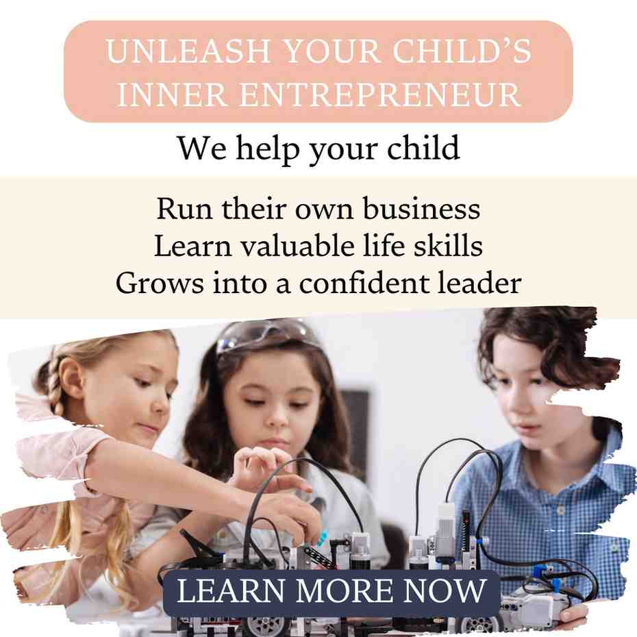 Content marketing portfolio- Infographics cover for "Unleash Your Child's Inner Entrepreneur," featuring a vibrant design aimed at helping parents cultivate and support their child's entrepreneurial potential.