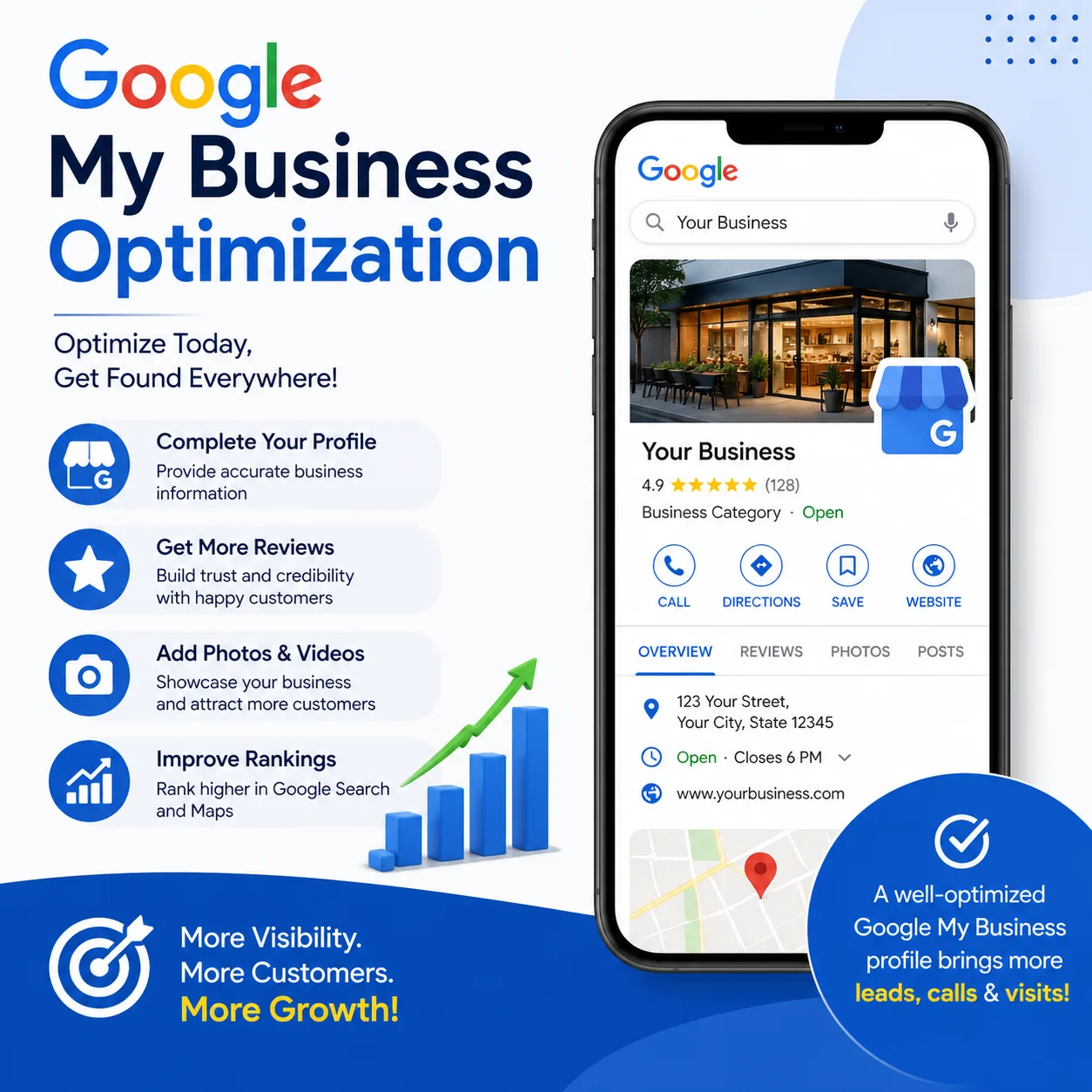 Google content,Google Search Console:,Google My Business Optimization Tips to Improve Visibility